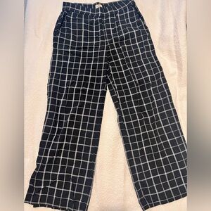 Marine Layer Black and White Grid Wide Leg Pants